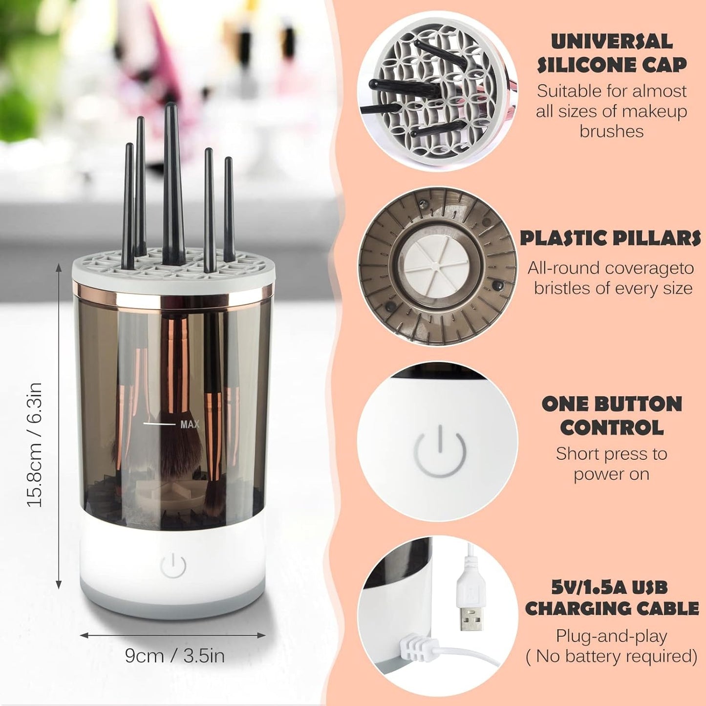 Electric Makeup Brush Cleaner Machine – Automatic USB Makeup Brush Washer & Dryer